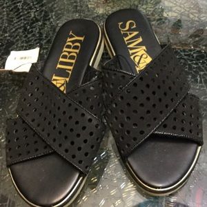Sam & Libby Flat Black Sandals  6
